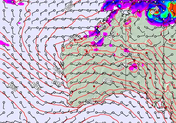 Western Australia forecast chart for Sunday, February 1st, 2026 at 6:00 AM