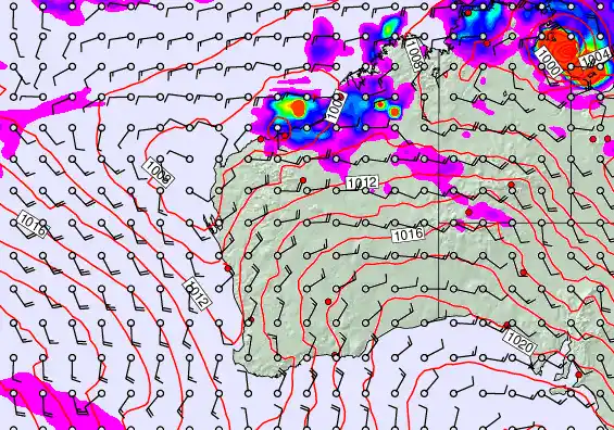 Western Australia forecast chart for Monday, February 2nd, 2026 at 12:00 AM
