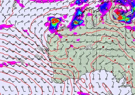 Western Australia forecast chart for Tuesday, February 3rd, 2026 at 12:00 AM