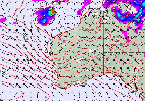 Western Australia forecast chart for Wednesday, February 4th, 2026 at 6:00 AM