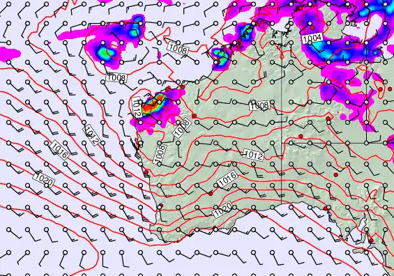 Western Australia forecast chart for Wednesday, February 4th, 2026 at 12:00 PM