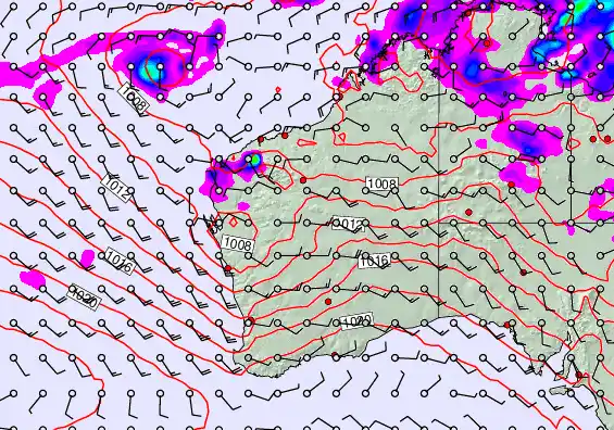 Western Australia forecast chart for Wednesday, February 4th, 2026 at 6:00 PM