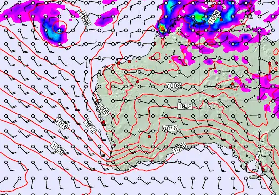 Western Australia forecast chart for Thursday, February 5th, 2026 at 12:00 PM