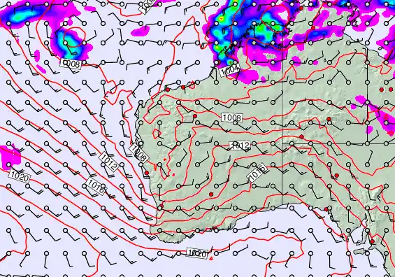 Western Australia forecast chart for Thursday, February 5th, 2026 at 6:00 PM