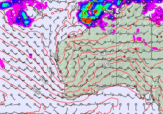 Western Australia forecast chart for Friday, February 6th, 2026 at 12:00 AM