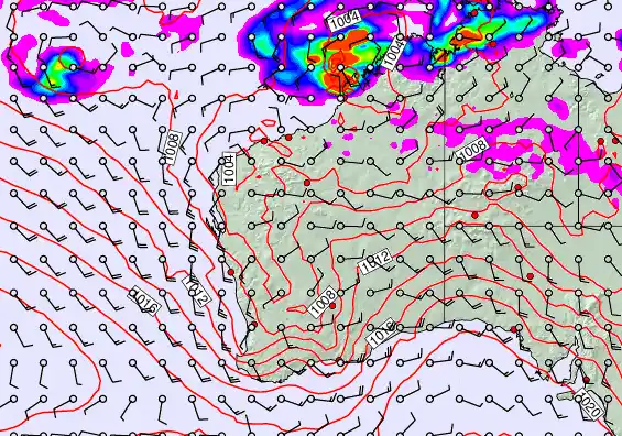 Western Australia forecast chart for Friday, February 6th, 2026 at 12:00 PM