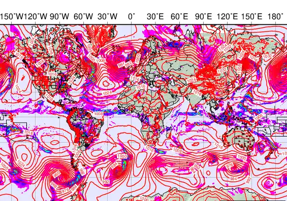 World forecast chart for Tuesday, December 2nd, 2025 at 6:00 AM