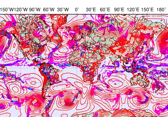 World forecast chart for Tuesday, December 2nd, 2025 at 6:00 PM
