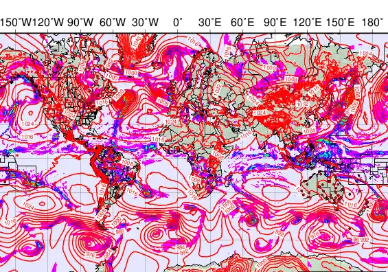 World forecast chart for Thursday, December 4th, 2025 at 12:00 AM