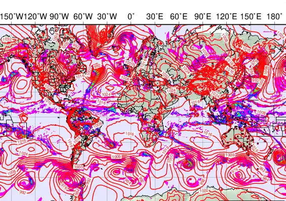 World forecast chart for Thursday, December 4th, 2025 at 6:00 AM