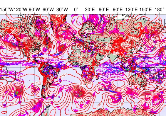 World forecast chart for Tuesday, December 9th, 2025 at 12:00 AM