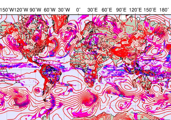 World forecast chart for Wednesday, December 10th, 2025 at 12:00 AM