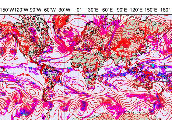 World forecast chart for Thursday, February 5th, 2026 at 6:00 AM