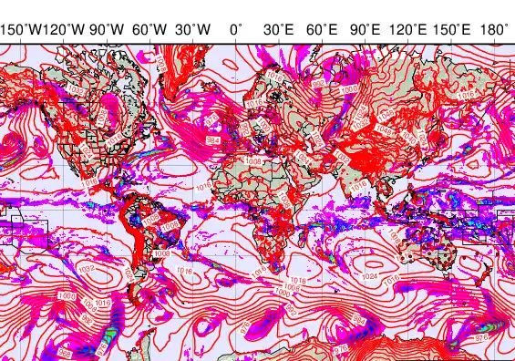 World forecast chart for Thursday, February 5th, 2026 at 6:00 PM