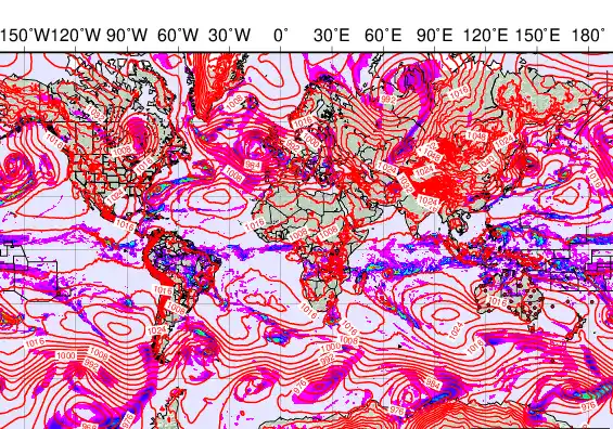 World forecast chart for Friday, February 6th, 2026 at 12:00 AM