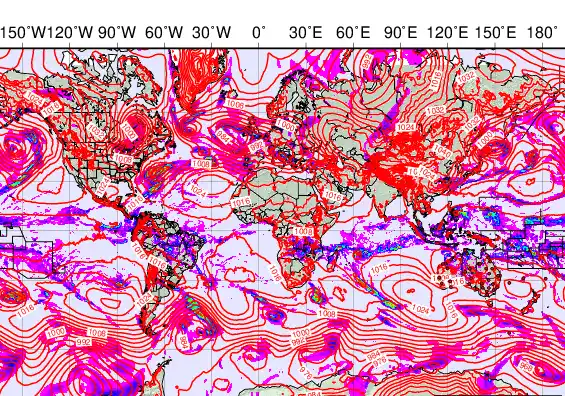 World forecast chart for Friday, February 6th, 2026 at 12:00 PM