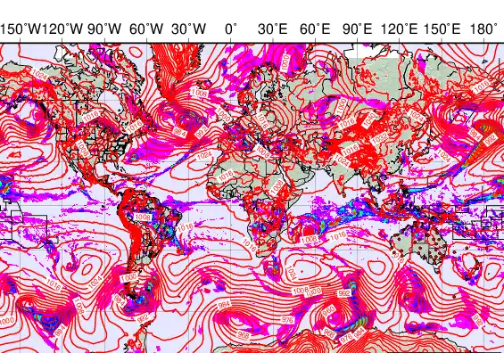World forecast chart for Tuesday, February 10th, 2026 at 12:00 AM