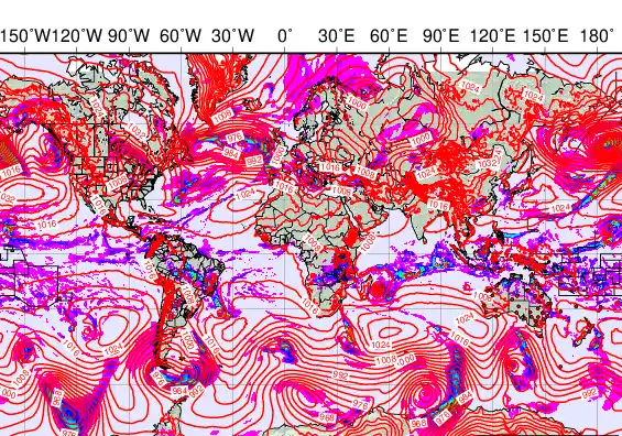 World forecast chart for Tuesday, February 10th, 2026 at 12:00 PM