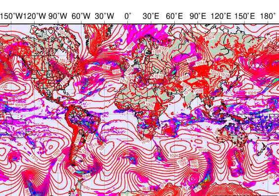 World forecast chart for Tuesday, February 10th, 2026 at 6:00 PM