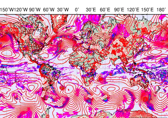 World forecast chart for Wednesday, February 11th, 2026 at 12:00 PM