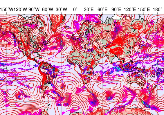 World forecast chart for Thursday, February 12th, 2026 at 12:00 AM