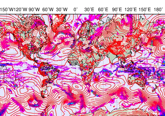 World forecast chart for Friday, February 13th, 2026 at 6:00 AM