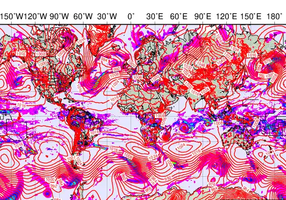 World forecast chart for Friday, February 13th, 2026 at 6:00 PM
